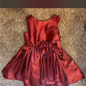 Red Metallic Bow Back Party Dress